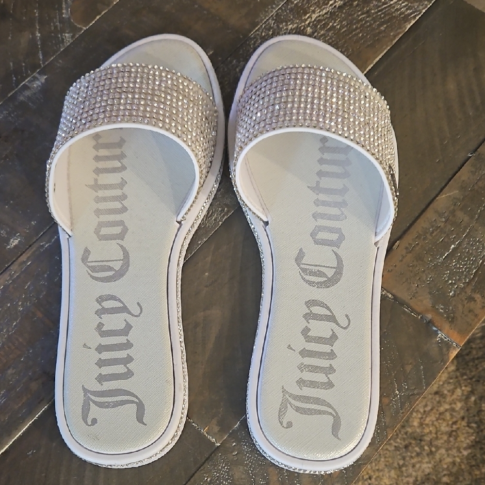 Juicy Couture White and Silver Embellished Sandals